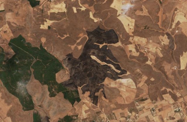 Burned area near Gravina in Puglia from space