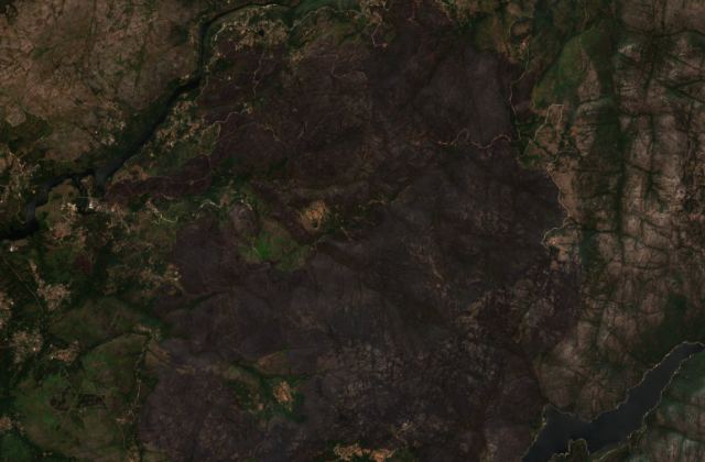 Burned area near Sande from space