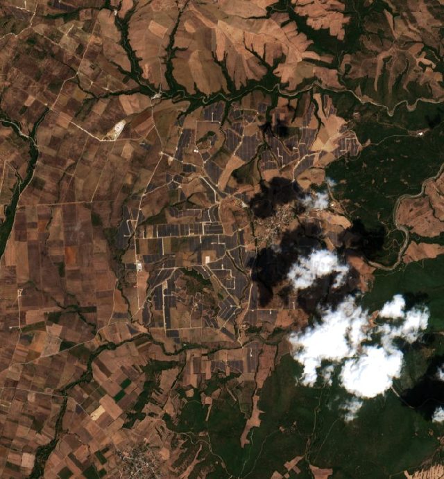 Burned area near Fársala from space