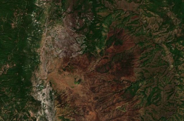 Burned area near Ulëz from space