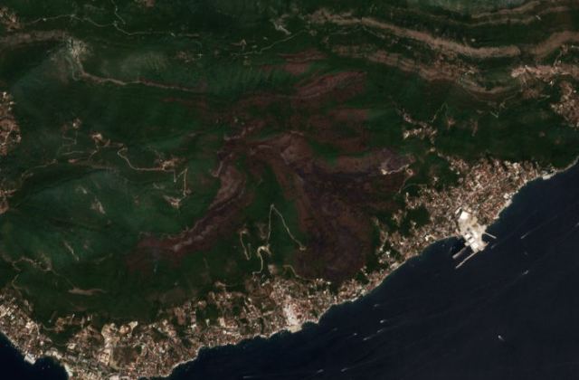 Burned area near Bijela from space