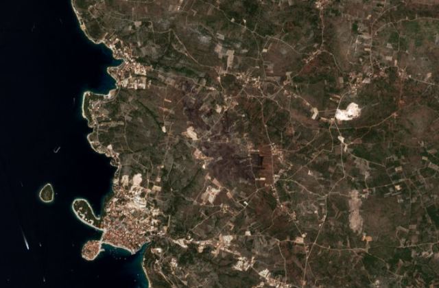 Burned area near Primorski Dolac from space
