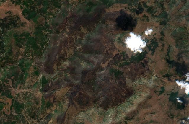 Burned area near Pukë from space