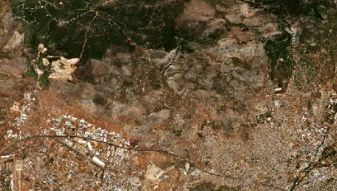 Satellite view near Fylí, Greece