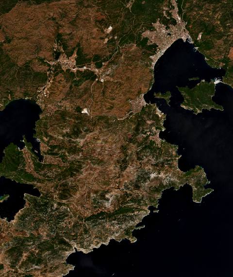 Satellite view near İçmeler, Turkey