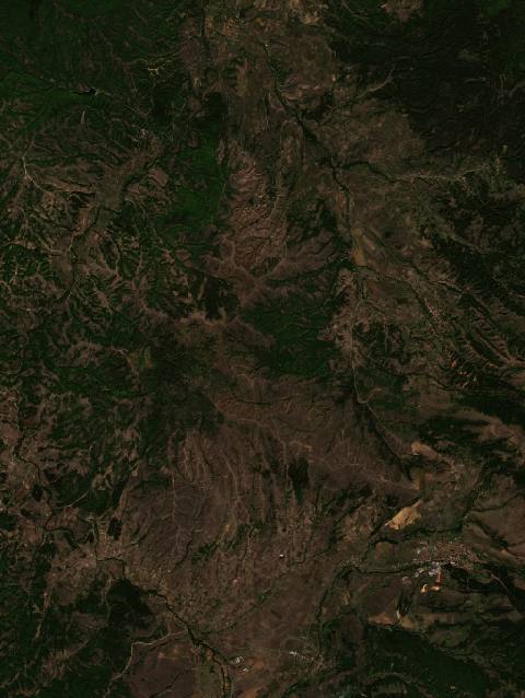 Satellite view near Pehčevo, North Macedonia
