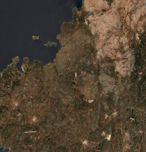 Satellite view near Pyrgíon, Greece