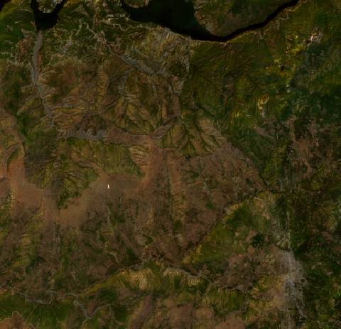 Satellite view near Qerret, Albania