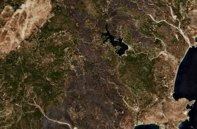 Satellite view on Rhodes island