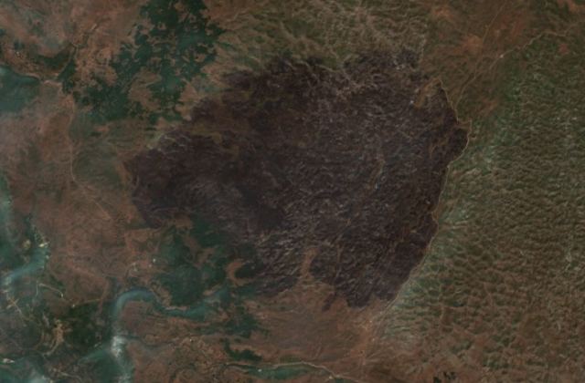 Burned area near Šavnik from space