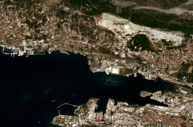 Burned area near Split from space