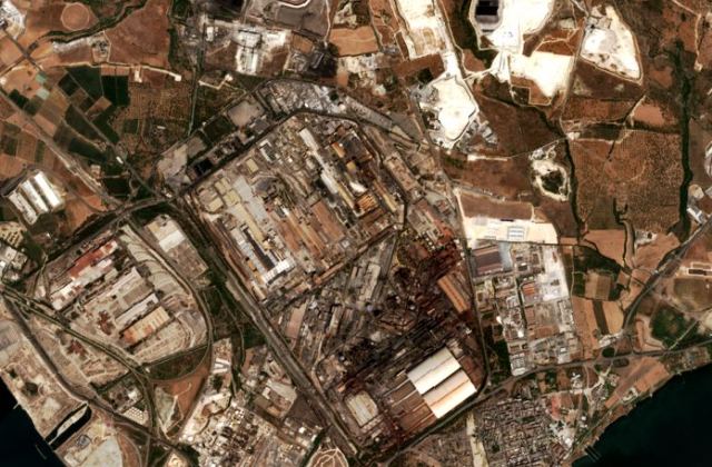 Burned area near Taranto from space